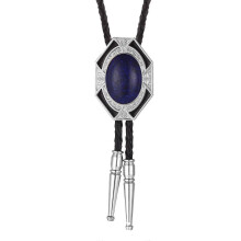 (Blue) Bolo Tie for Women Men American Western Cowboy Bolo Tie Vintage Stone Pendant Jewelry Leather Rope Necktie Tie Necklace Yellow
