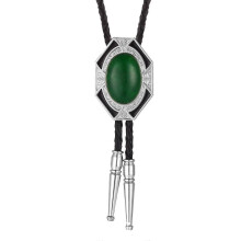 (Green) Bolo Tie for Women Men American Western Cowboy Bolo Tie Vintage Stone Pendant Jewelry Leather Rope Necktie Tie Necklace Yellow