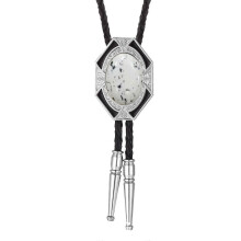 (White) Bolo Tie for Women Men American Western Cowboy Bolo Tie Vintage Stone Pendant Jewelry Leather Rope Necktie Tie Necklace  Yellow