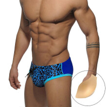 (Asia XXL (37-39 inch))Men's Leopard Print Swimsuit Sport Triangle Low Waist Casual Bathing Suit