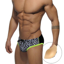 (Asia XXL (37-39 inch))Men's Leopard Print Swimsuit Sport Triangle Low Waist Casual Bathing Suit