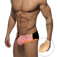 (Asia M (28-30 inch))Men's Leopard Print Swimsuit Sport Triangle Low Waist Casual Bathing Suit