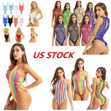 (XL)Women One piece Fishnet See Through Bodysuit Sexy Babydoll Nightwear Swimwear