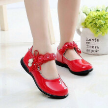 (UK 8.5kids=US 9kids=EU 26)Children Girls Patent Leather Flats Baby Princess Mary Jane Party Wedding Shoes