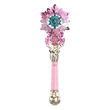 (Pink)Magic Wand LED Flashing Magic Stick Toy Light Up Rotating Head Fairy Wand Children Girl Favor Party Supply Pink