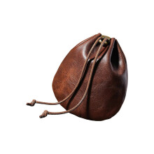 (small, style2) PU Leather Drawstring Coin Pouch Compact Travel Organizer For Coin Jewelry Storage Fashionable Retro  Storage Bag Multicolor