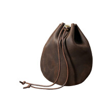 (large, style1) PU Leather Drawstring Coin Pouch Compact Travel Organizer For Coin Jewelry Storage Fashionable Retro  Storage Bag Multicolor