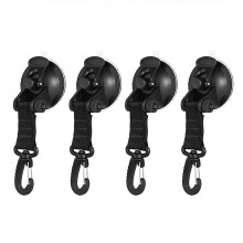 (Rotating black 4 pac)4pcs Creative Rotating Suction Cup Hook Waterproofed Heavy Type Suction Cup Hook for Tents and Awnings Easyly to Install