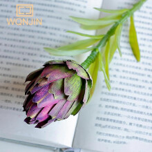 (purple) 1PC,Fake Flower Decoration Ornaments Single Branch Thistle Fruit King Flower Plastic Flower Home Wedding Indoor Plant