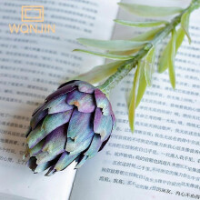 (blue) 1PC,Fake Flower Decoration Ornaments Single Branch Thistle Fruit King Flower Plastic Flower Home Wedding Indoor Plant