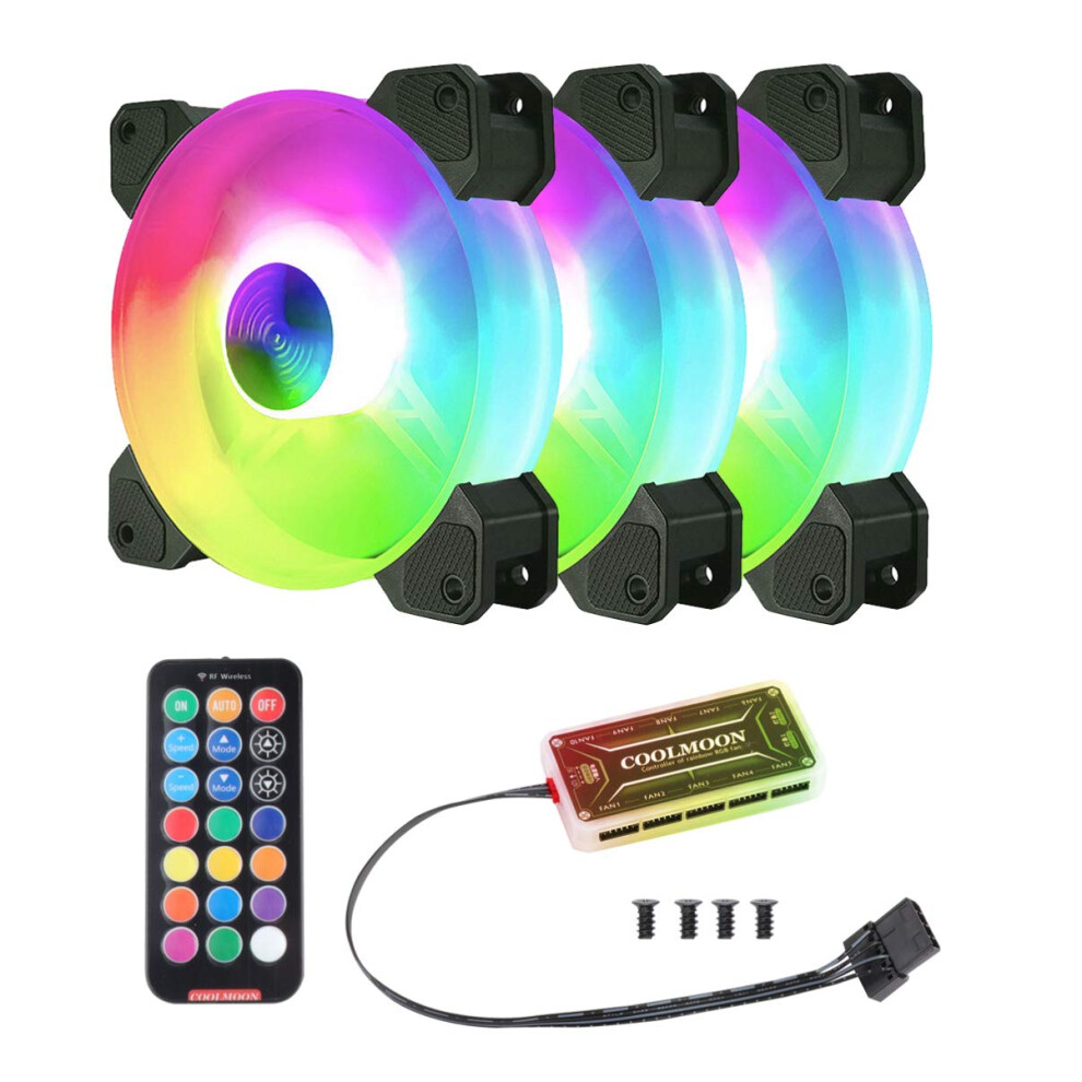 Twilight Silent Dual-Ring Rgb Fan, 120Mm Cooling Fan With Anti-Vibration Rubber Pads For Quiet Operation, Ultra-Bright Rgb Led Lights For 9048212491972