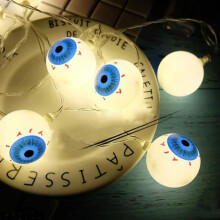 Gruselige Halloween-Lichterkette mit Augapfel-Motiv, 20 LED-Augäpfel mit batteriebetriebenem, versilbertem Kupferdraht für die Dekoration von