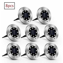 Luci solari da terra, illuminazione per esterni, luci LED luminose ad accensione/spegnimento automatico in acciaio inossidabile, resistenti, ideali