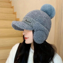 (GRAY)Fashion Women Winter Fur Warm Windproof Hat Lei Feng Cap Fur Ear Flap Cap Buckle Warm And Thick Ear Protection Outdoor Headwear