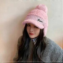 (pink)Fashion Women Winter Fur Warm Windproof Hat Lei Feng Cap Fur Ear Flap Cap Buckle Warm And Thick Ear Protection Outdoor Headwear