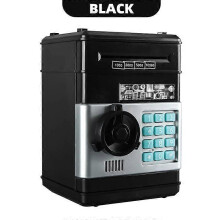 (black) Electronic Piggy Bank ATM Password Money Box Cash Coins Saving Box ATM Bank Machine Safe Box Automatic Deposit Kids Xmas Gift