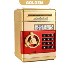 (Gold) Electronic Piggy Bank ATM Password Money Box Cash Coins Saving Box ATM Bank Machine Safe Box Automatic Deposit Kids Xmas Gift