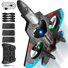 (Three batteries) Stunt Remote Control Plane Foam Jet Fighter with LED Lights Remote Control Airplanes for Kids Ages 8-13 Multicolor
