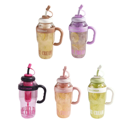 Convenient Water Cup with Straw Large Capacity Tea Cup-Purple 1