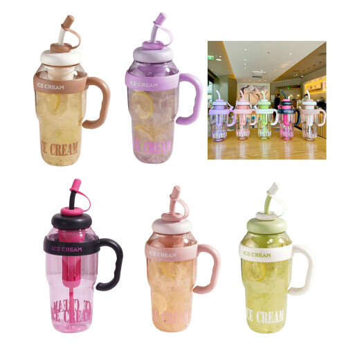 Convenient Water Cup with Straw Large Capacity Tea Cup-Purple 2