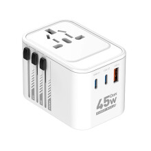 (45W) Universal Power Adapter 45W 65W for Laptops and Devices with USB C and USB A Port Covers 300+ Countries Multicolor