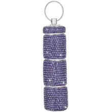 (Purple) Small Pocket Pills Box Keychain,Aluminium Portable Pills Organizer Case Container for Purse,Waterproof Pills Holder  White