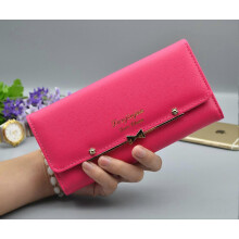 (Rose Red) Fashion Women's Leather Wallet ID Card Holder Purse Checkbook Clutch Handbags US