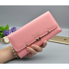 (Pink) Fashion Women's Leather Wallet ID Card Holder Purse Checkbook Clutch Handbags US