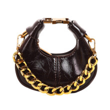 (Coffee color) Women Bag Semicircle Crossbody Bag Retro Handbag and Purse Autumn Winter Shoulder Bag Half Moon Bag for Everyday Silver