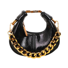(Black) Women Bag Semicircle Crossbody Bag Retro Handbag and Purse Autumn Winter Shoulder Bag Half Moon Bag for Everyday Silver