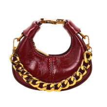 (Red) Women Bag Semicircle Crossbody Bag Retro Handbag and Purse Autumn Winter Shoulder Bag Half Moon Bag for Everyday Silver