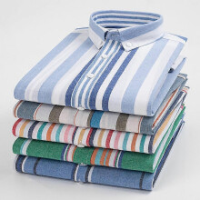 (US M (Asian 2XL))Men's Dress Shirts Long Sleeves Formal Business Oxford Striped Casual Shirts Top