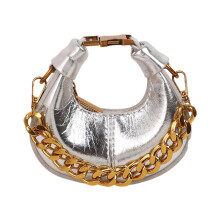 (Silver) Women Bag Semicircle Crossbody Bag Retro Handbag and Purse Autumn Winter Shoulder Bag Half Moon Bag for Everyday Silver