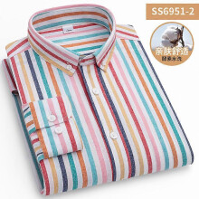 (US M (Asian 2XL))Men's Dress Shirts Long Sleeves Formal Business Oxford Striped Casual Shirts Top