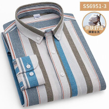 (US S (Asian XL))Men's Dress Shirts Long Sleeves Formal Business Oxford Striped Casual Shirts Top