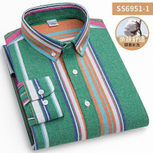 (US L (Asian 3XL))Men's Dress Shirts Long Sleeves Formal Business Oxford Striped Casual Shirts Top