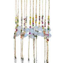 (Blue) Chinese Style Flower Pendant Bracelet for Couple Lucky Beaded Bracelet Bangles Jewelry Party Gift for Daily Wear