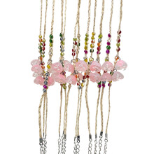 (Pink) Chinese Style Flower Pendant Bracelet for Couple Lucky Beaded Bracelet Bangles Jewelry Party Gift for Daily Wear