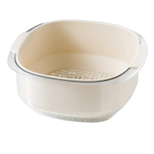 (White) Double Drain Basket Bowl Rotatable Washing Storage Basket Easy to Use and Clean Ergonomic Design and Quick Drain Durable  White