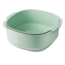 (Light Green) Double Drain Basket Bowl Rotatable Washing Storage Basket Easy to Use and Clean Ergonomic Design and Quick Drain Durable  White