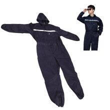 Arbeits-Regenjacke XL mit Kapuze, Dunkelblau, reflektierend, rostfrei, Polyester-Industrieuniform