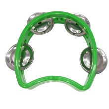 Green Handheld Plastic Tambourine with 4 Bells - Kids Musical Instrument