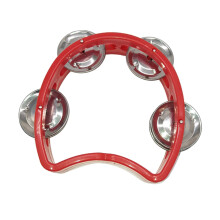 Plastic Handheld Tambourine with 4 Bells for Kids, Red, Party & School
