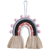(Style4) Nordic Hand-woven Macrame Rainbow Tapestry Wall Hanging Pendant Kids Room Nursery Color Decoration Home Ornament