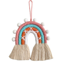 (Style2) Nordic Hand-woven Macrame Rainbow Tapestry Wall Hanging Pendant Kids Room Nursery Color Decoration Home Ornament