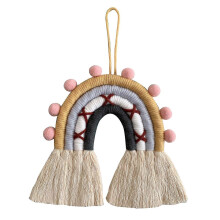 (Style1) Nordic Hand-woven Macrame Rainbow Tapestry Wall Hanging Pendant Kids Room Nursery Color Decoration Home Ornament