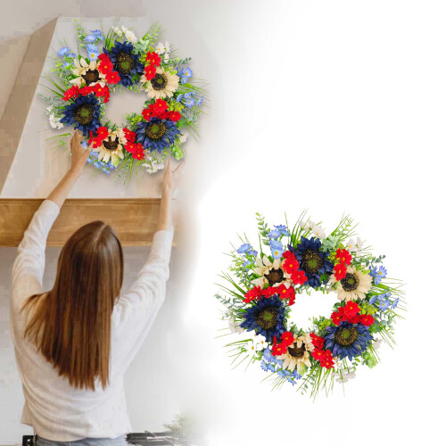 19in Flower Wreath for Front Door Wall Window Decors 1