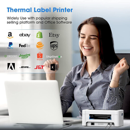 Inkless Printing Shipping Label Printer, Direct Thermal Technology & Multi-Platform Compatibility, Automatic Label Identification, Thermal Printer 1