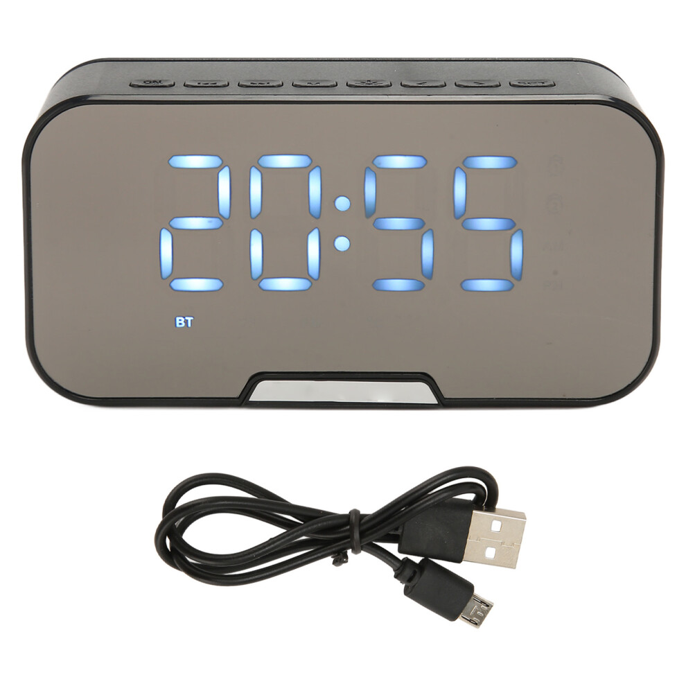 Digital Alarm Clock For Bedroom, Bluetooth Speaker With Mirror LED Display Dual Alarm Function Surround Stereo Subwoofer Noise Reduction USB Charging-image-OPC-PQSMBKY-NEW