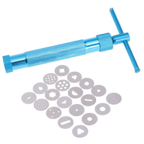 2Stk Polymer Clay Extruder Mit 20 Designs Aluminium Skyblue